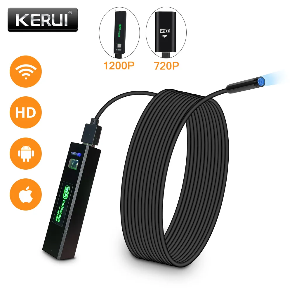 KERUI-cámara endoscópica impermeable para coches y Android IOS, endoscopio con WIFI, 720P, 1200P, 2MP, 8mm, USB