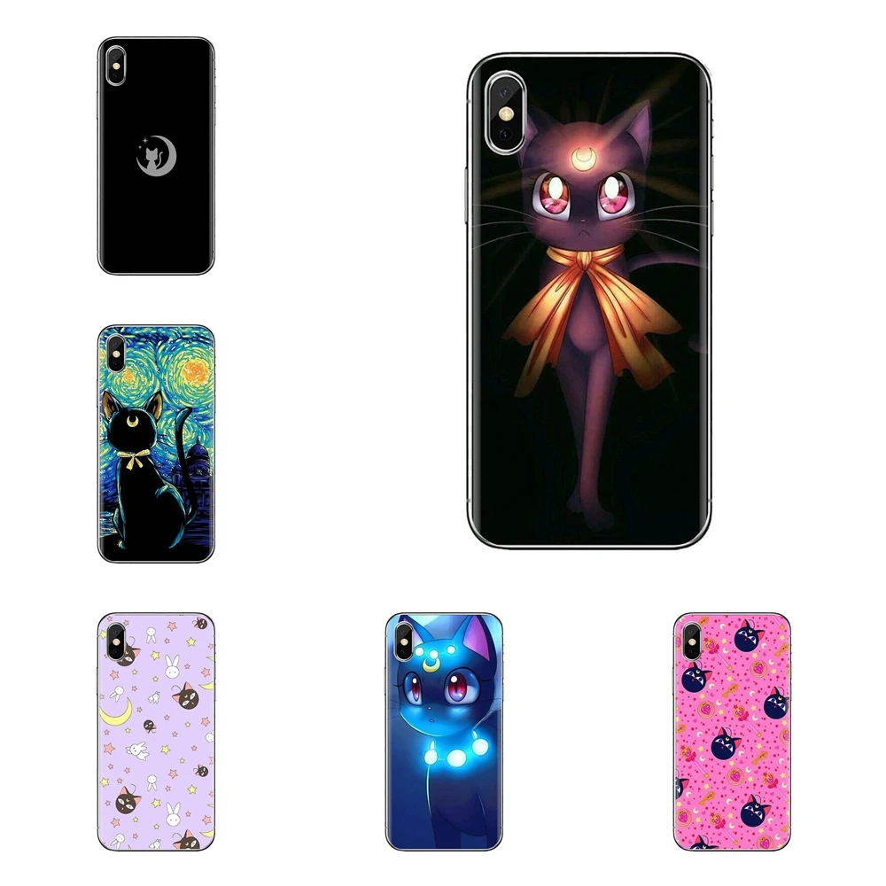 С милым рисунком Сэйлор Мун Луна кошки для LG Spirit Motorola Moto X4 E4 E5 G5 G5S G6 Z Z2 Z3 G2 G3 C Play Plus