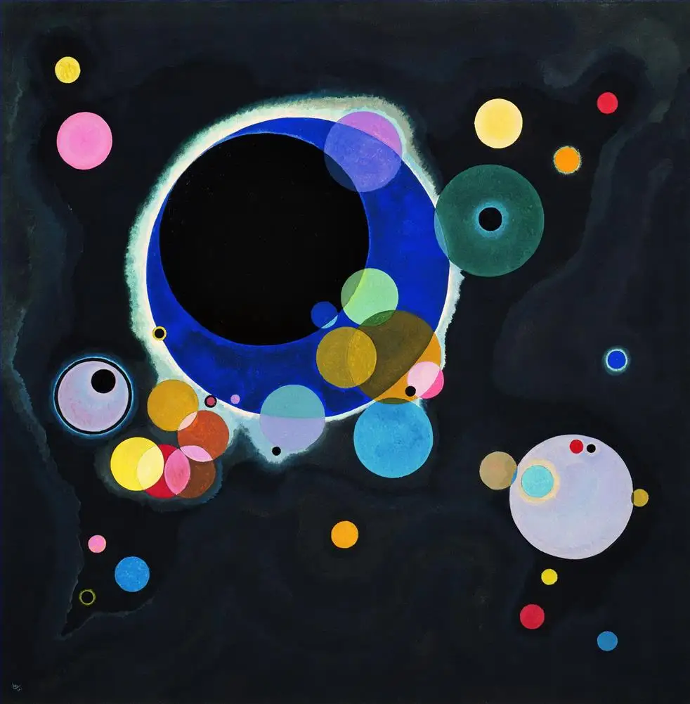 31 Hand Painted Abstract Oil Paintings of Wassily Kandinsky - Several Circles Handmade Art on Canvas by College Teachers | Дом и сад