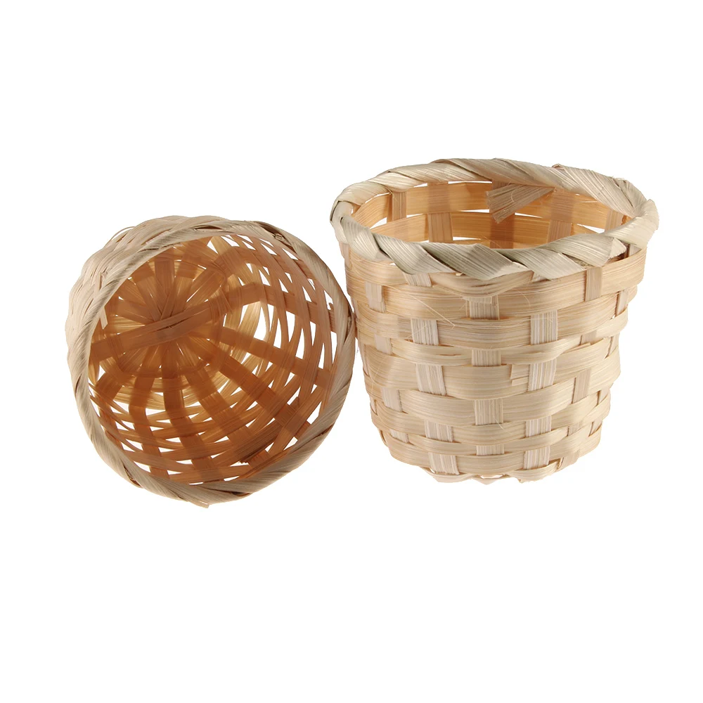 1PCs Small Basket Desktop Finishing Home Storage Bamboo Weaving Products Sundries Organizer Rattan Plant Box Wicker | Дом и сад