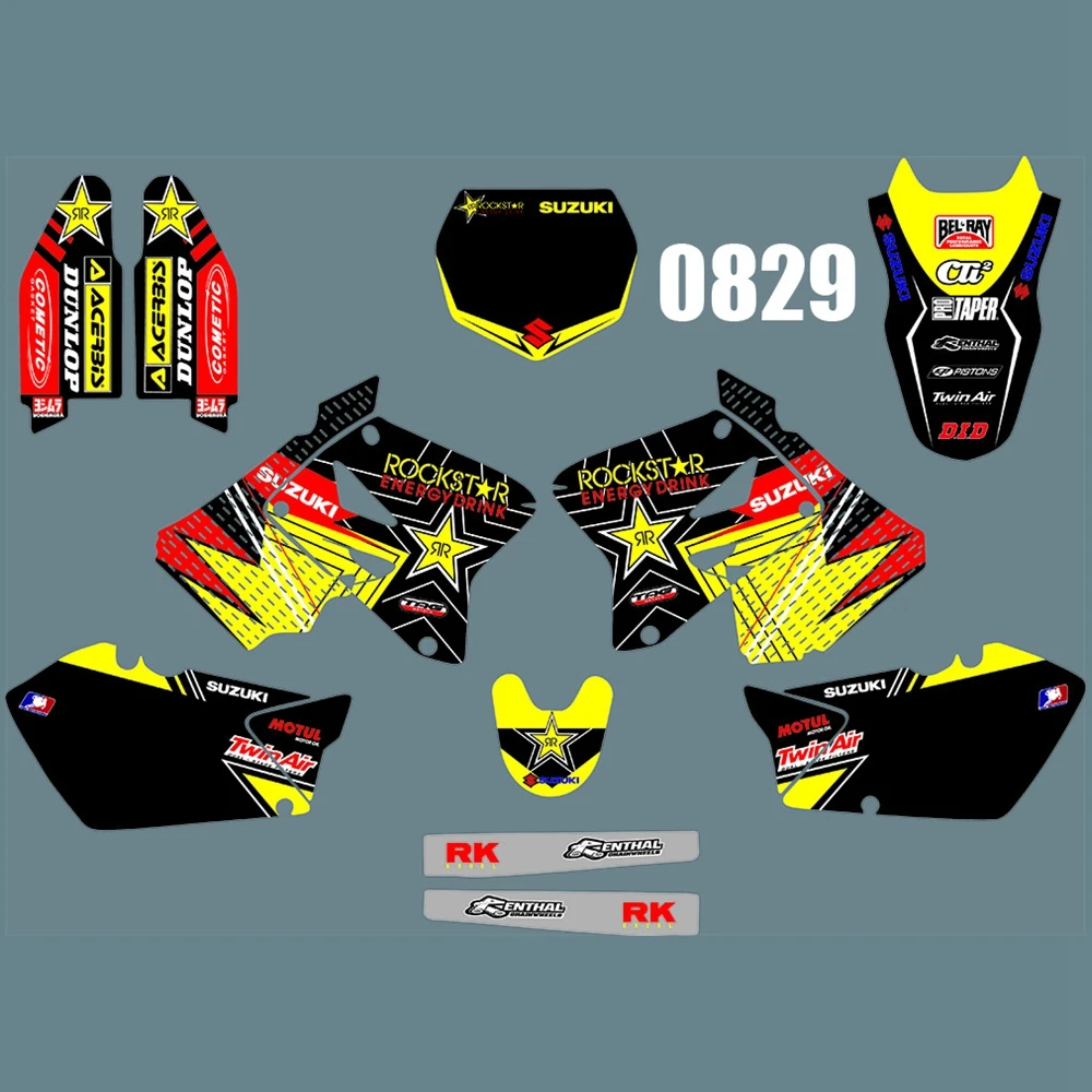 Для SUZUKI RM125 RM250 2001-2012 Графика наклейки на заказ Номер Наименование лента 3M Полный мотоцикл Фоны аксессуары