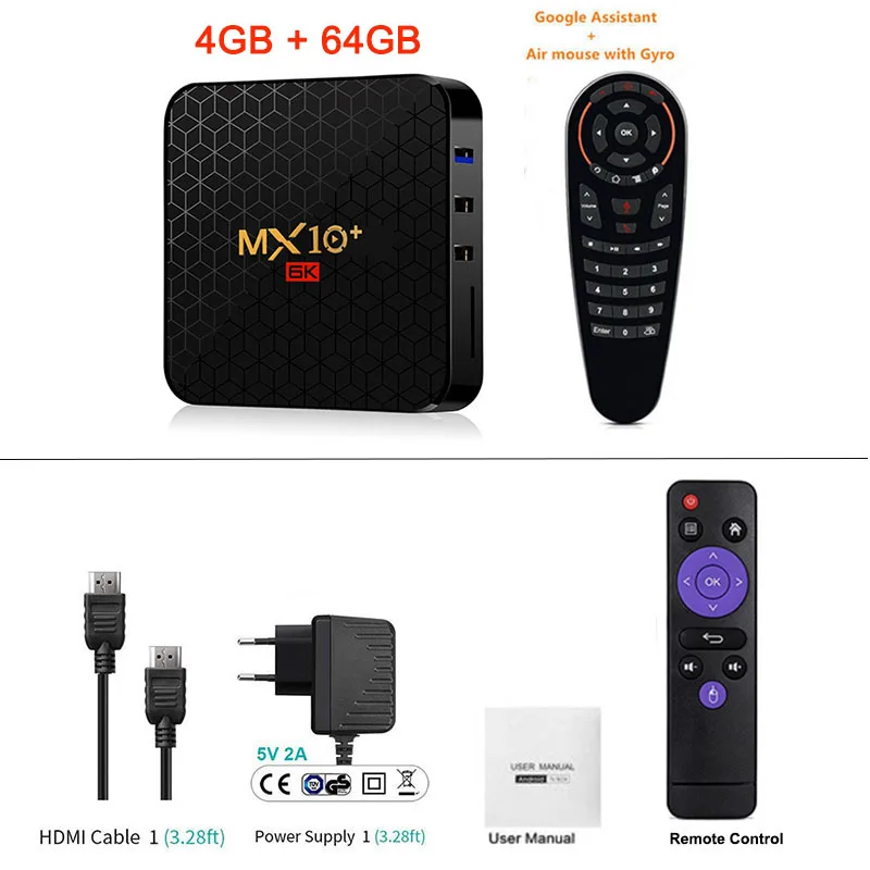 ТВ-бокс MX10 Plus Smart tv Box Android 9,0 Allwinner H6 UHD 4K медиаплеер 6K декодирование изображения 2,4G 5G WiFi USB3.0 Android бокс ТВ - Цвет: 4GB 64GB G30S Air