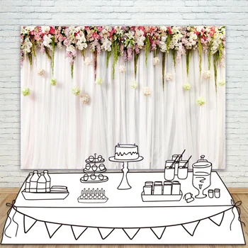 

Wedding Backdrop White Curtain Wedding Reception Backdrops Decorations Ceremony Background Floral Backgrounds for Bridal Shower