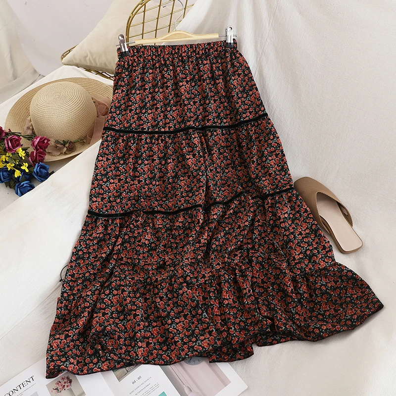 style 1 Faldas mujer moda, длинные женские юбки в стиле бохо, на весну и зиму, японский стиль, дизайнерская длинная юбка трапециевидной формы с принтом - Цвет: style 1