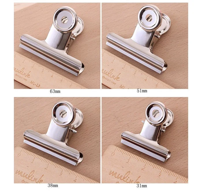 300pcs/lot Round Metal Grip Clips Silver Bulldog Clip Stainless Steel Ticket Clip Bills Clip Office Stationery