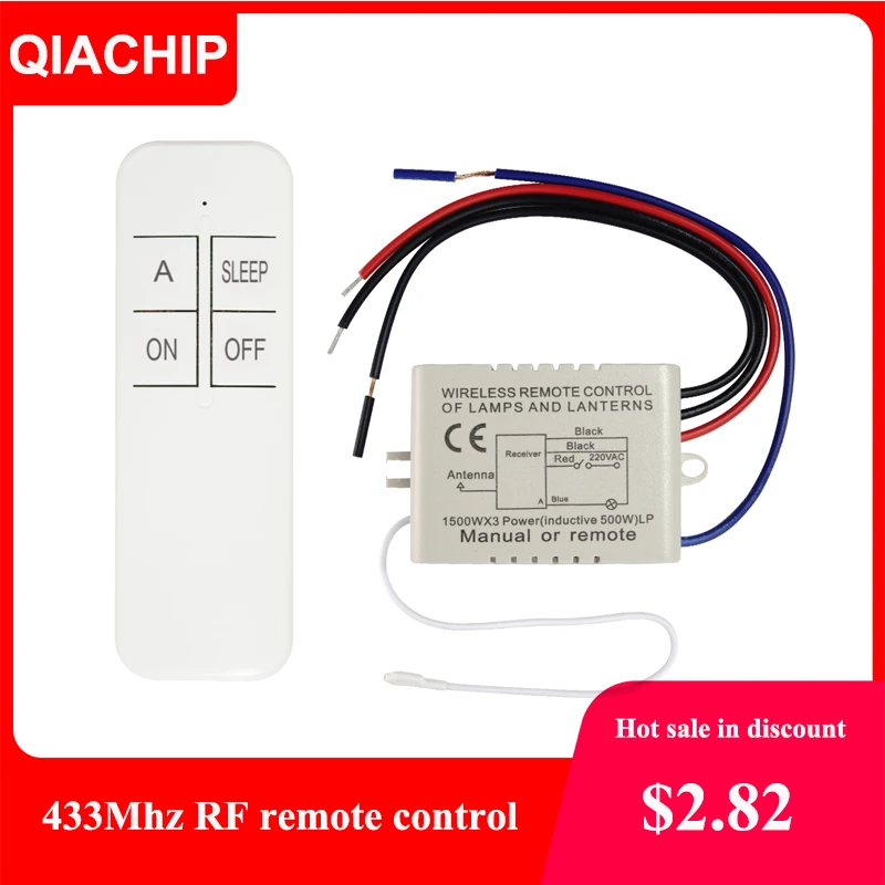 QIACHIP 1 Way AC 220 V RF Remote Digital Wireless Remote Control Switch ON/OFF Ceiling Fan Panel Control Switch For Light Bulb