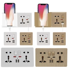 13A 5 отверстий, универсальная USB розетка, розетка, переключатель управления, разъем для зарядки, порт для мобильного 5 В, 2.1A, держатель для зарядки