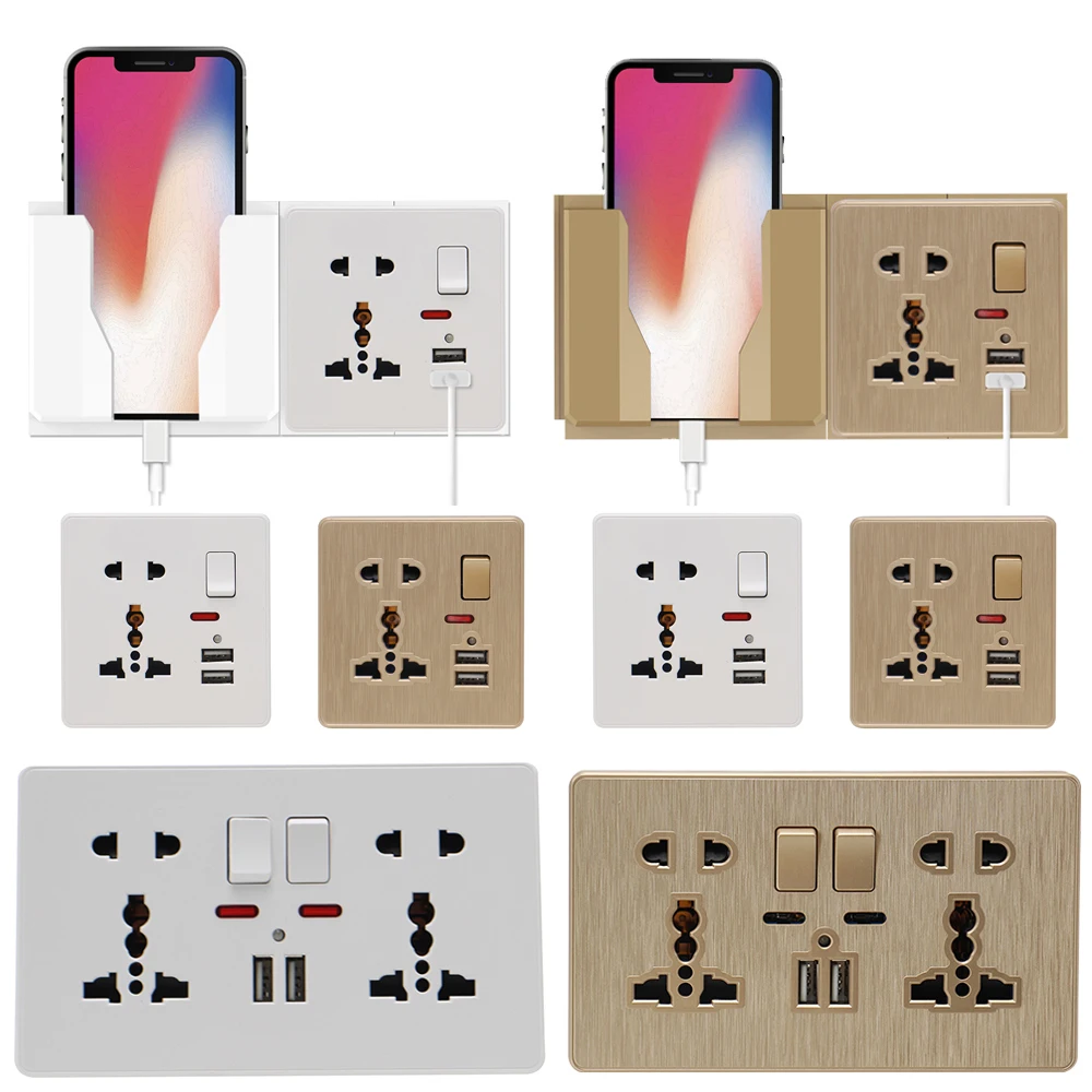 Универсальная настенная розетка 13A с 5 отверстиями USB выключатель питания порт