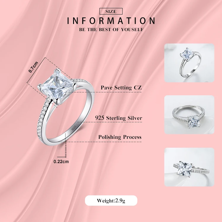 925 sterling silver cubic zircon fashion rings wedding ring bridal jewelry for women