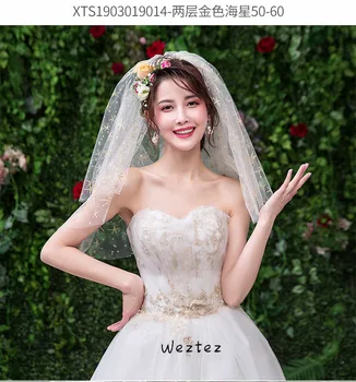 

Bridal Veil Ivory Tulle Short Wedding Veil With 2 Layer Edge Women Wedding Accessories TS086