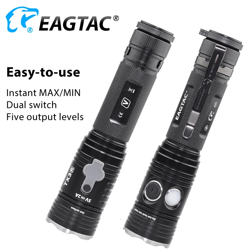 EAGTAC TX3V USB Перезаряжаемый светодиодный фонарик XHP70.2 3550 люменов 21700 5000 мАч аккумулятор внешний аккумулятор тактический фонарь задняя крышка магнит
