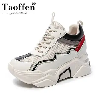 

Taoffen 2020 Women Real Leather Winter Sneakers Thick Sole Fashion Leisure Shoes Women Round Toe Outdoor Sneaker Size 35-39