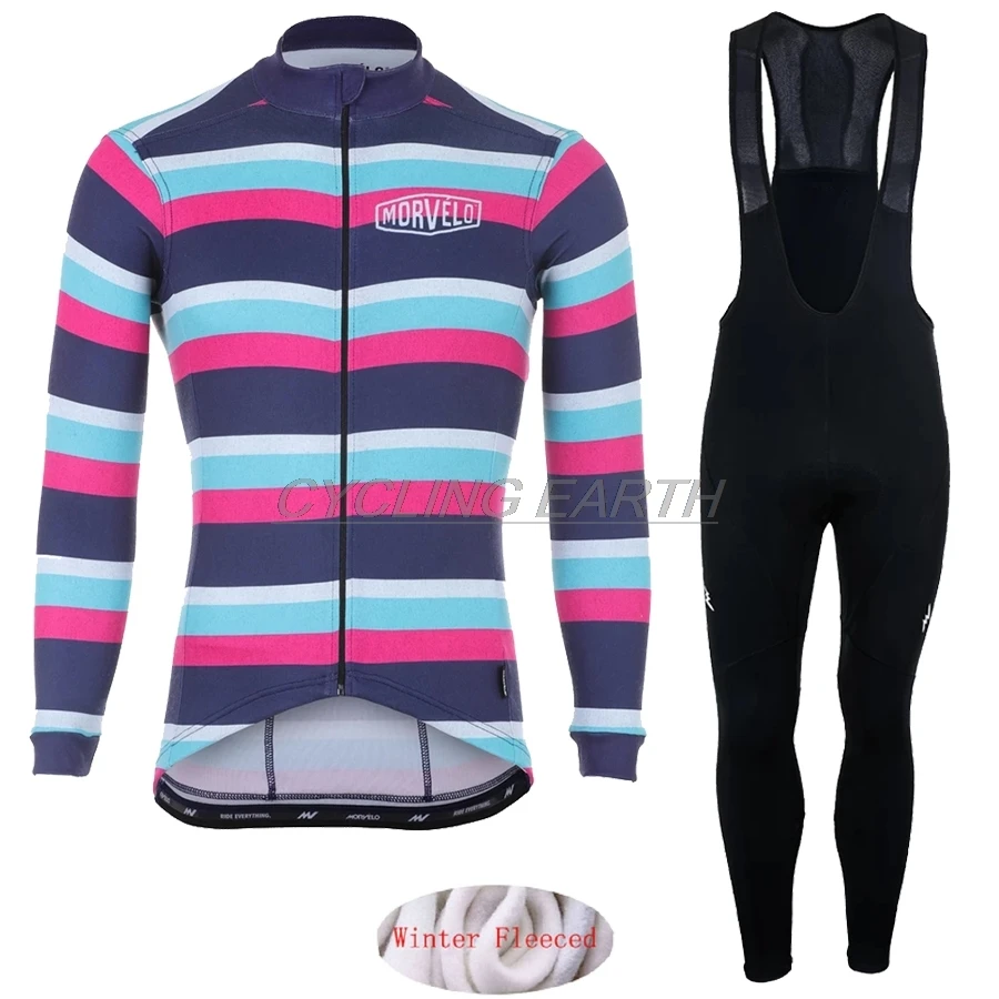 winter set Morvelo теплый зима Термальность флис велосипедная одежда Для Мужчин's Велоспорт Джерси костюм для прогулок верховой езды на велосипеде, MTB Костюмы комбинезон, комплект - Цвет: winter set