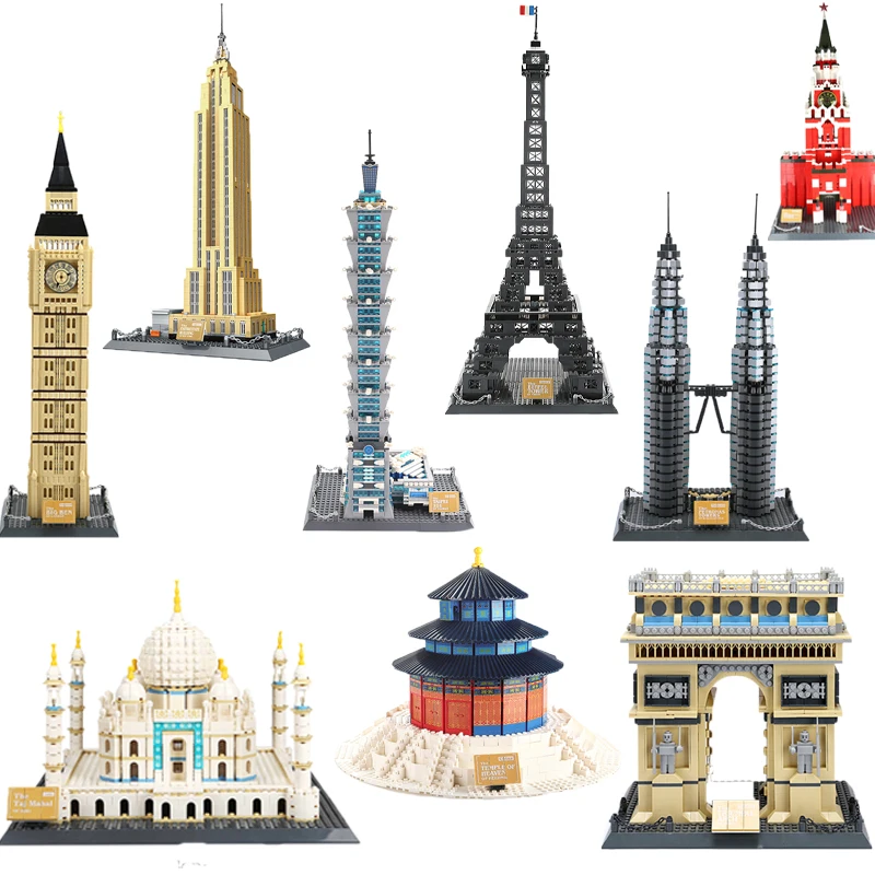 

World Famous Building Taj Mahal Big Ben landmark Series Castle Model Building Block Compatible Boy Toy Gift