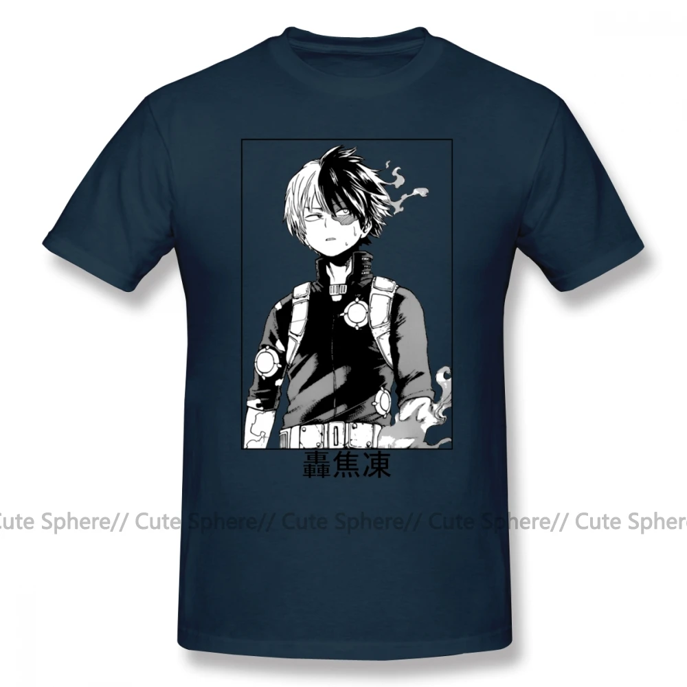 Deku футболка Todoroki Shoto футболка Милая футболка с графикой хлопок с коротким рукавом для мужчин большая модная футболка - Цвет: Navy Blue