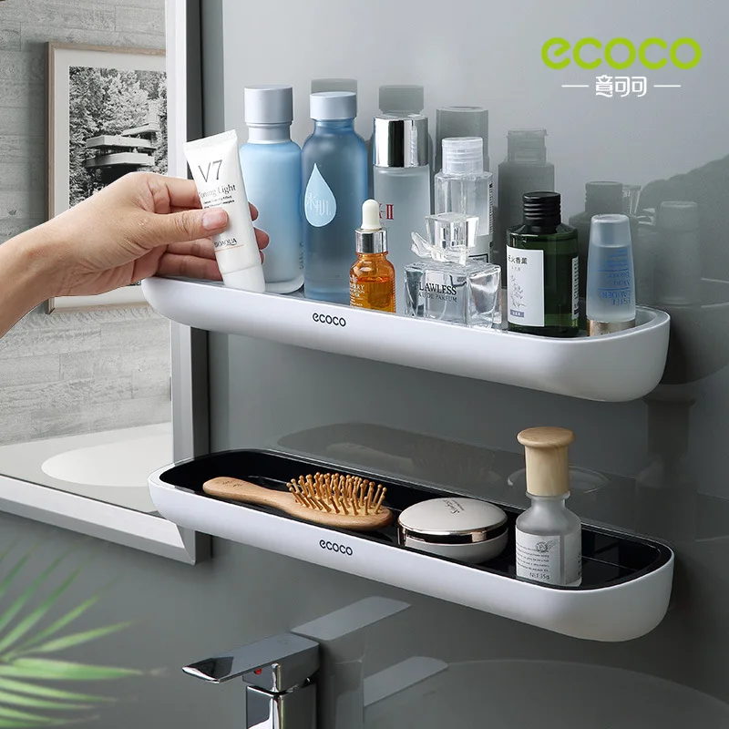 QD Bathroom Shelf Shower Caddy Organizer Wall Mount Shampoo Rack With Towel Bar No Drilling Kitchen Storage Bathroom Accessories