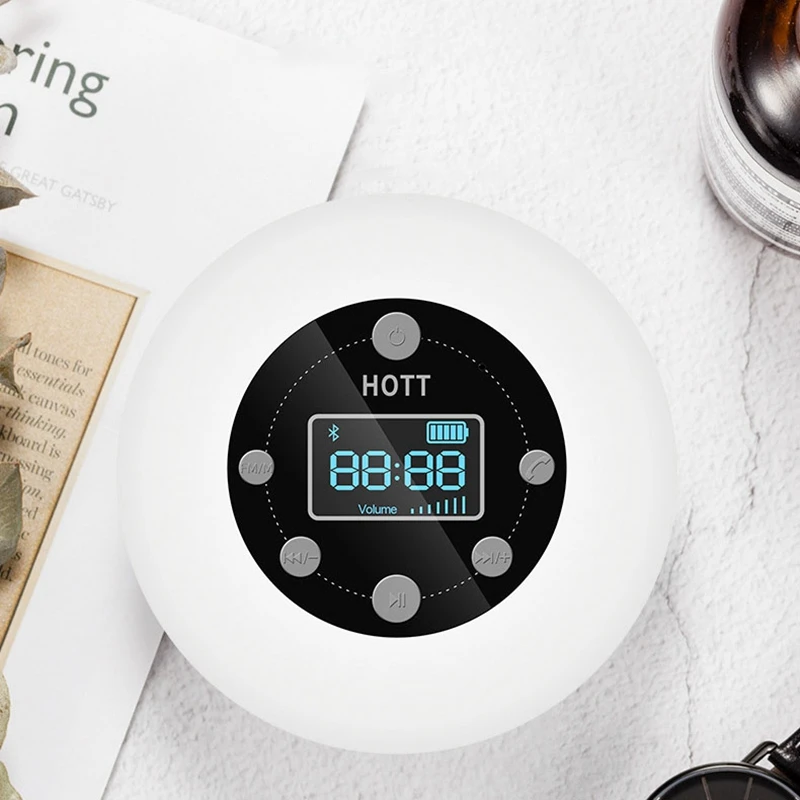 FFYY-HOTT Мини Bluetooth беспроводной водонепроницаемый Душ динамик с присоской время цифровой дисплей FM радио микрофон громкой связи Steore