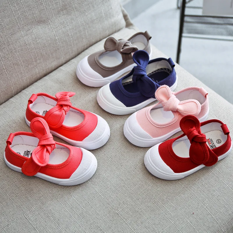 

2019 Spring and Autumn Fashion Children's Canvas Shoes Bow Baby Shoes Princess Shoes Girl Casual Shoes Kids Shoes for Girl