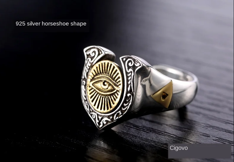 Cigovo925 серебряное кольцо, Мужская Личность, панк кольцо, тайский серебряный хип-хоп, глаз мудрости, живая Серебряная Мода
