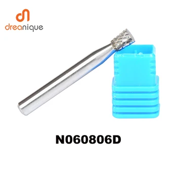 

5pcs/lot N type inverted cone end head 6*8mm rotary burr file cutter grinding abrasive tools N060806D 6mm shank milling tools