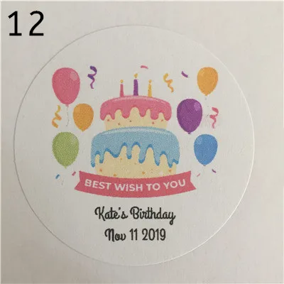 100 штук Заказные наклейки на день рождения персонализированные подарочные клейкие уплотнения декоративные круглые этикетки