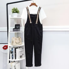 Женские осенние зимние брюки на подтяжках размера плюс, женские брюки на подтяжках, Женские Простые брюки с высокой талией, джинсы, леггинсы