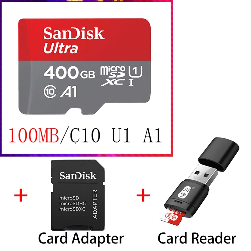 SanDisk Microsd карта 128 ГБ 32 ГБ 200 ГБ 64 Гб карта памяти A1 98 МБ/с./с класс 10 флэш-карты памяти Microsd SD/TF карты для телефона UHS-1 - Емкость: SQUNC-400G-KT2-C286