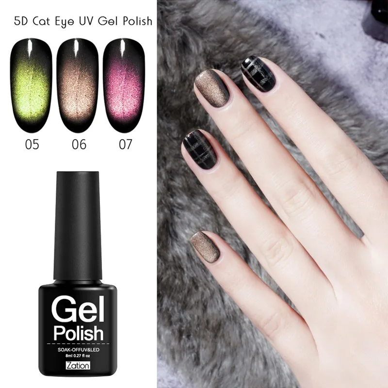 Zation 5D Cat Eye Soak Off UV Gel Lacquer Enamel Magnet Magnetic UV Gel Varnish Nail 3