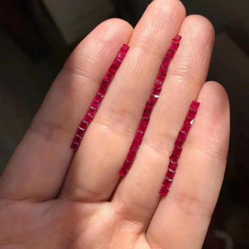 Nature Red Ruby Square 2.5mmm Loose Stones for Earrings Making Jewelry loose gemstones loose beads for jewelry making ruby gemstone