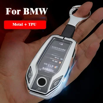 Cover chiate/telecomando per BMW Serie 5/7 6GT BMW X5 X3 X4 X7 G12 G30 G31 G32 i8 custodia portachiavi con Display a LED - Custodia protettiva in metallo TPU per auto custodia protettiva completa per BMW Serie 5 7