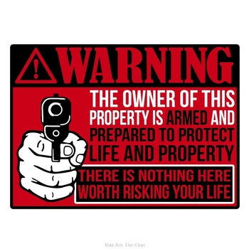 

Warning Metal Tin Signs The owner of this property is armed and prepared to protect life and property Vintage Home Plaque Metal