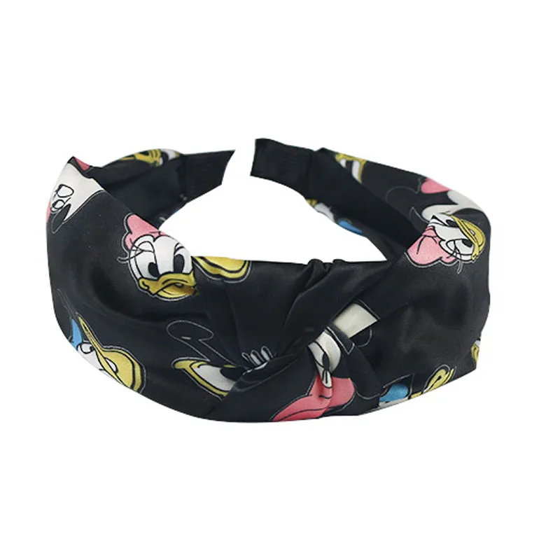 ladies headbands for short hair New Cartoon Mickey Knotted Print Headband Fashion Wide-brimmed Fabric Hairpin High-end Print Hair Accessories Female headband mini hair clips Hair Accessories