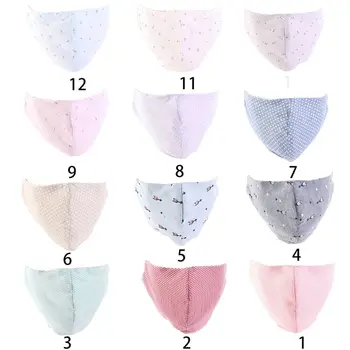 

5Pcs/Set Adult Unisex Double Layer Cotton Mouth Mask Fresh Style Floral Plaid Print Reusable Adjustable Earloop Dustproof Face