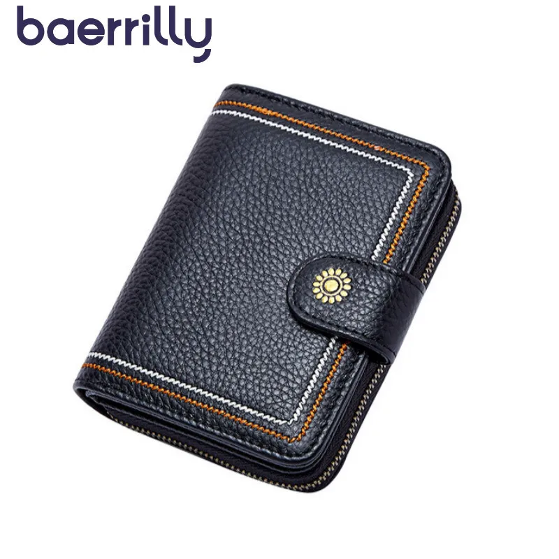 

Fashion Genuine Leather Wallet Womens Wallets And Purses Rfid Card Holder Female Short Clutch Bags Coin Purse Zipper Cartera