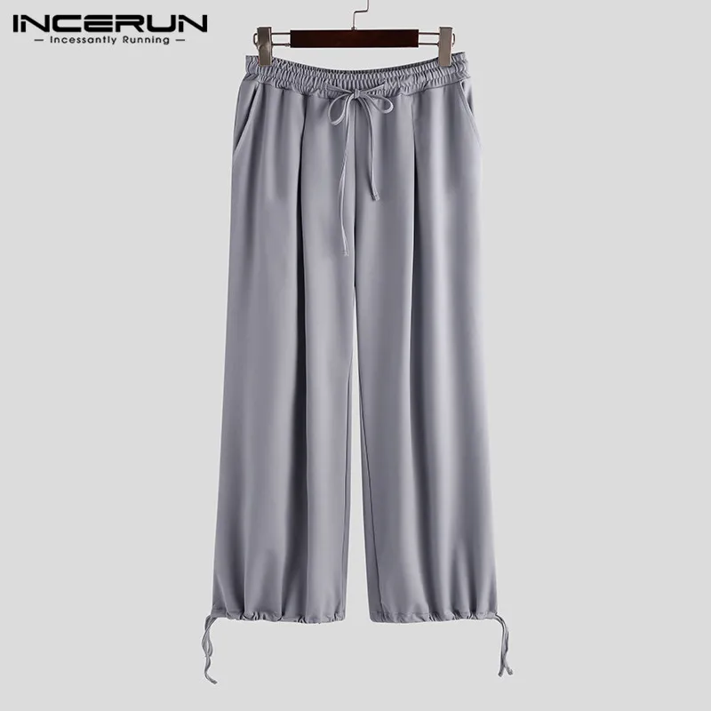 Gray Pants INCERUN, мужские Дамские Брюки с кулиской, для бега, для досуга,, одноцветные, свободные, повседневные штаны, высокая уличная мода, стильные брюки, мужские S-3XL - Цвет: Gray Pants