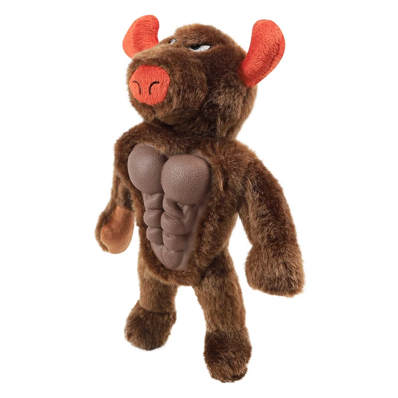 Pet Dog Angry Animals Doll Toys Puppy Interactive Molar Chew Squeak Toys Doggy Angry Plush Bull/Wolf/Monkey Doll For Pet