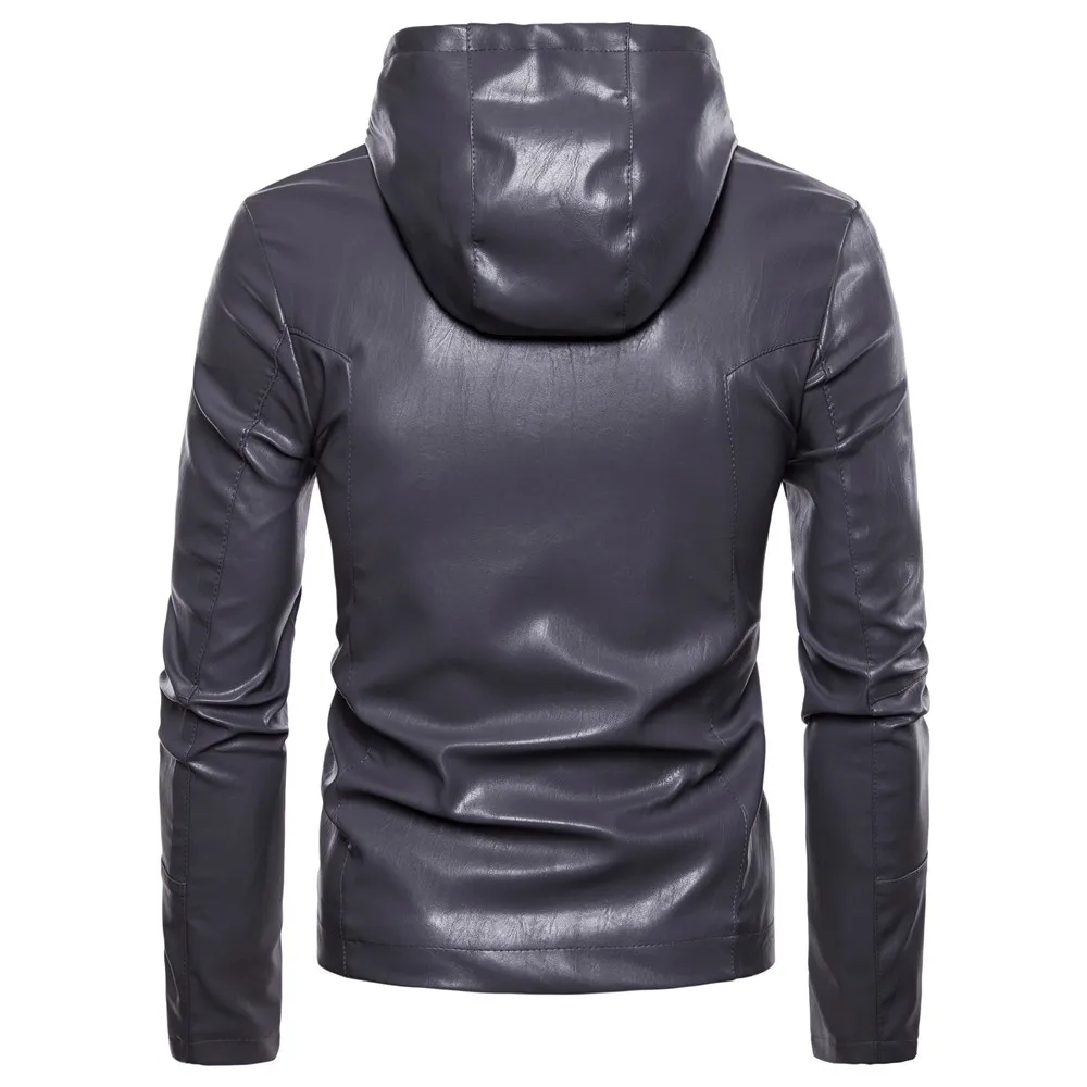 Осень и зима, AliExpress, стиль, Европа и Америка, мужское облегающее локомотивное кожаное пальто, одноцветное, с капюшоном, кожа