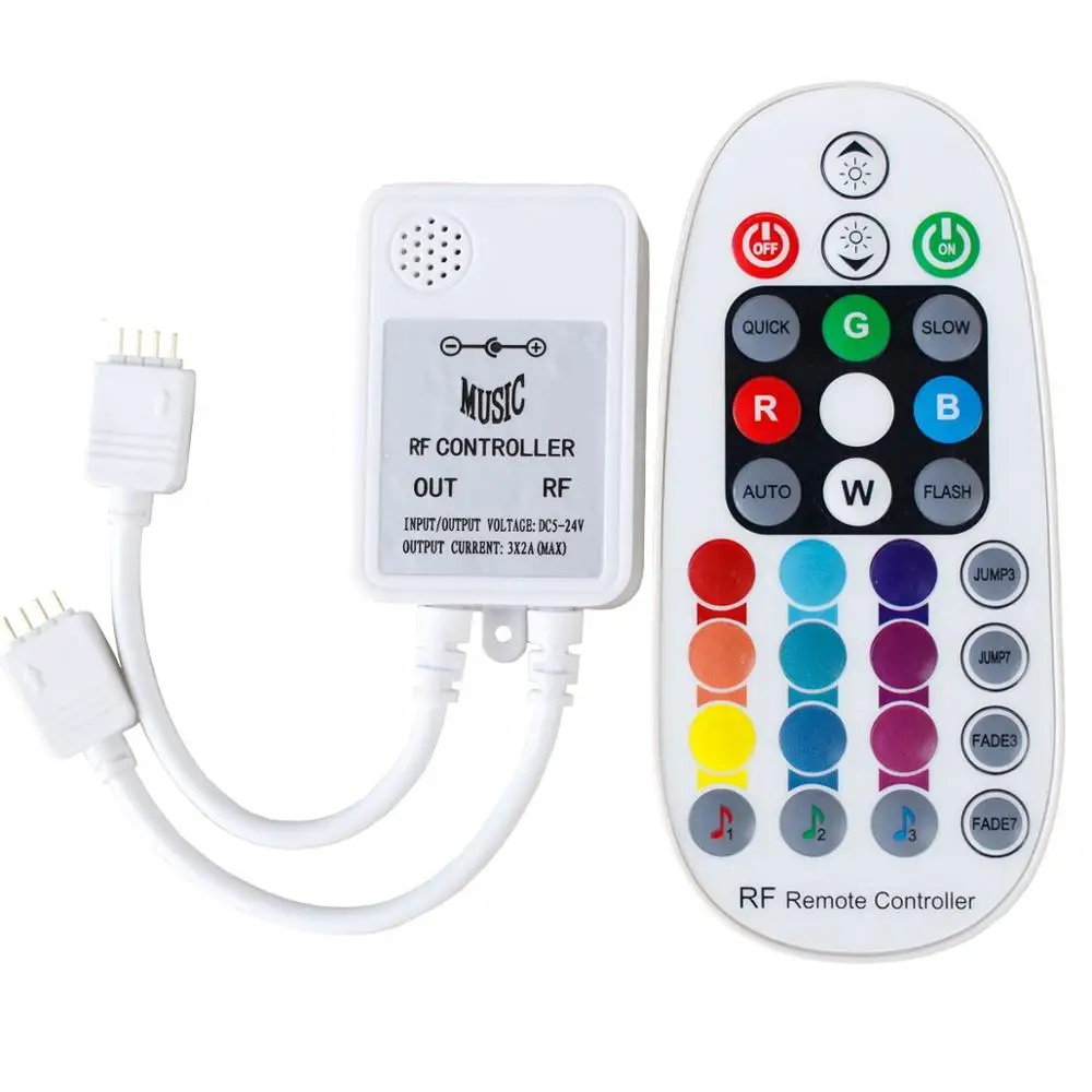RF Music Control RF пульт дистанционного управления 28 клавиш для многоцветный RGB Светодиодные полосы света, беспроводной светодиодный rgb контроллер Диммер DC12V-24V 6A, 360 градусов Cont - Цвет: RF Music Control