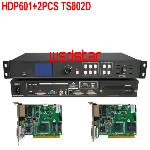 HUIDU HDP601 + 2 шт. TS802D светодиодный экран видеопроцессор работает с RV901T RV908M32 RV907 RV907H |