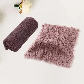 

2Pcs Wrap Blanket Set Durable Breathable Furry Comfortable Infant Photography Props