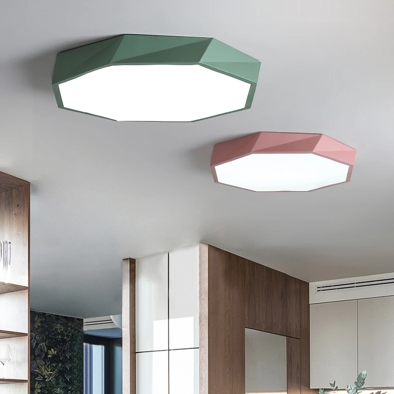 

LED Nordic Ceiling Light Modern Lamp Kitchen Surface Mount Flush Panel Remote Control Living Room Lighting Fixture Bedroom
