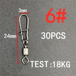 30-Piece Set of Stainless Steel Fishing Snap Swivel Connectors - Durable Fishing Accessories (6)