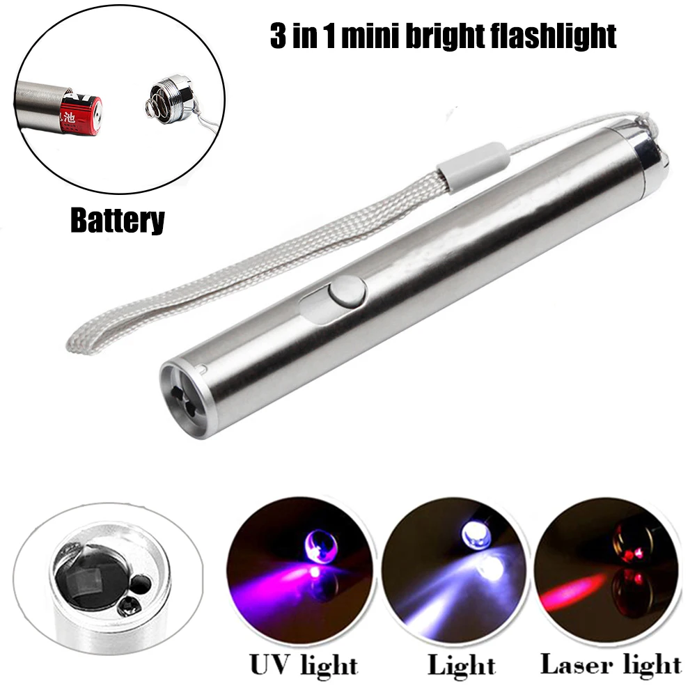 

Mini LED Flashlight 3 Infrared/Purple Banknote Detector/Light Torch Telescopic Zoom Stylish Portable Suit for Night Lighting
