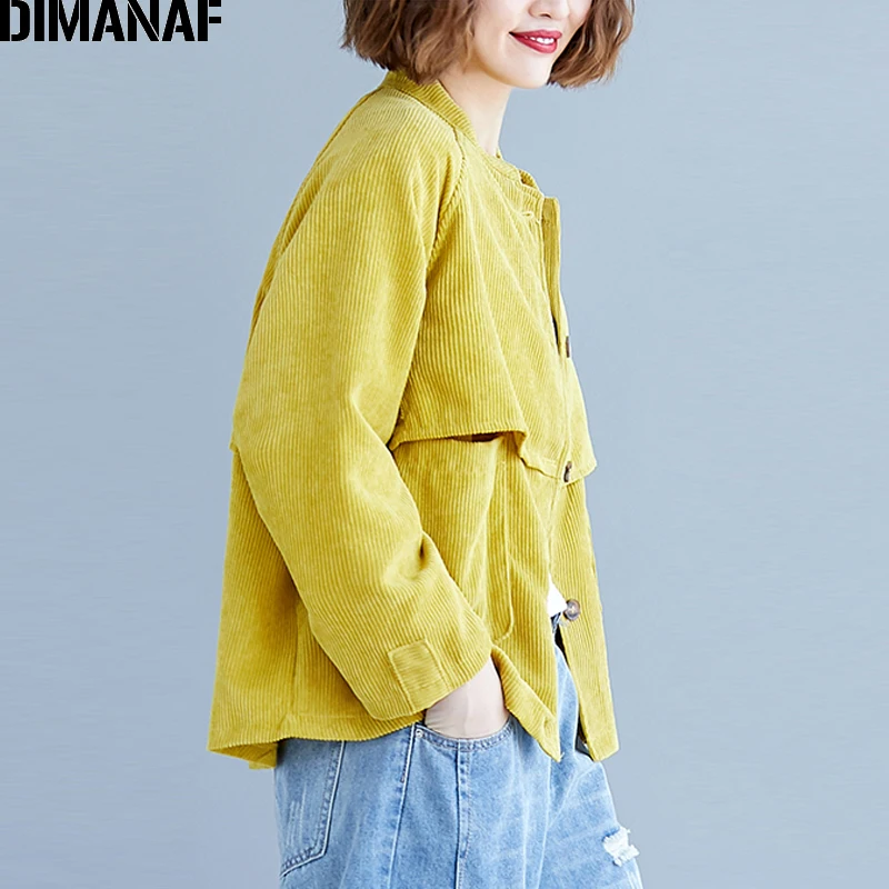 Best  DIMANAF Women Bomber Jacket Coat Big Size Corduroy Thick 2019 Autumn Winter Vintage Female Outerwea