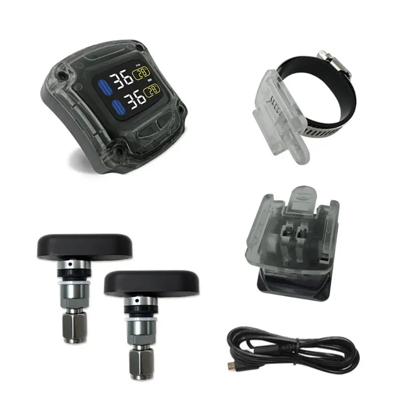 M3-B беспроводной мотоцикл TPMS в режиме реального времени шин давление мониторинга системы универсальный 2 внешних внутренних датчики ЖК-дисплей