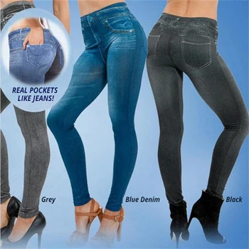 

Women Fake Denim Jeans Leggings Push Up High Waist Slim Stretch Pencil Pants NYZ Shop