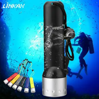 

CREE Q5 LED Diving Flashlight Portable Waterproof Underwater Diver Lamp With anti-skid Rope Professional For Summer Beach Diving