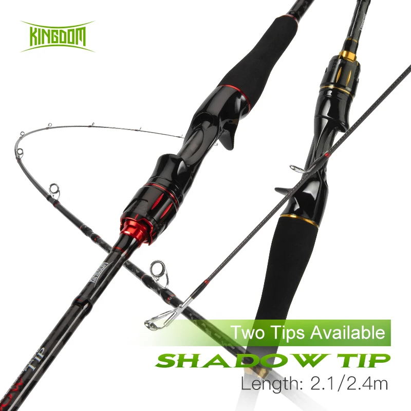 Kingdom Shadow Tip Carbon Fishing Rods 2.1m 2.4m Two Section ML/M M/MH  Power Two Tips Lightweight Casting Fishing Rod