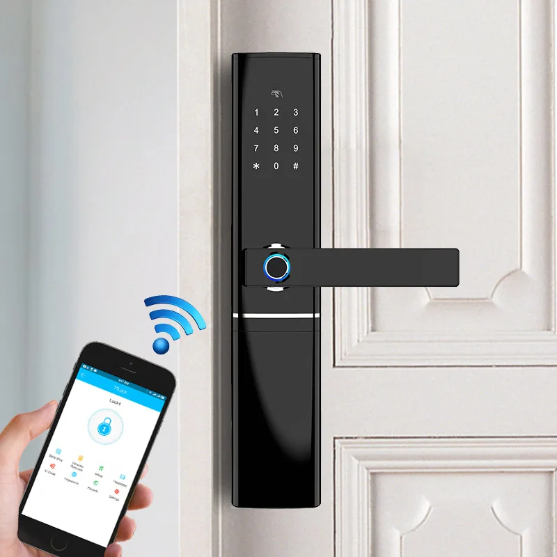 

Smart Fingerprint Door Lock Security Intelligent Lock Biometric Electronic Wifi Door Lock With Bluetooth APP Unlock
