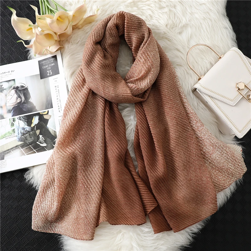 Мода женский шарф в полоску crinkle hijabs Дамская повязка на голову хлопковые зимние теплые шарфы мягкий длинный размер fold foulard